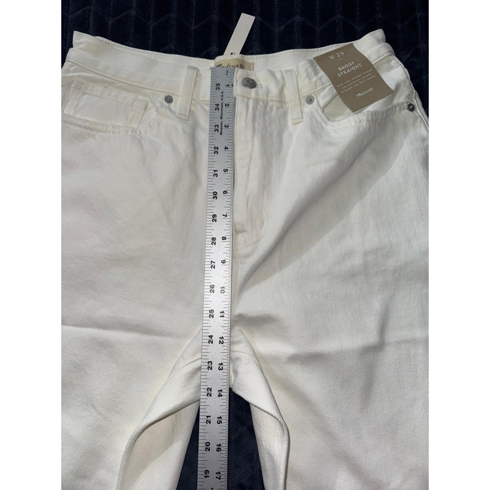 Madewell Women's Ripped Knee Baggy Straight Leg Jeans Raw Hem White Size 29 - Picture 8 of 10